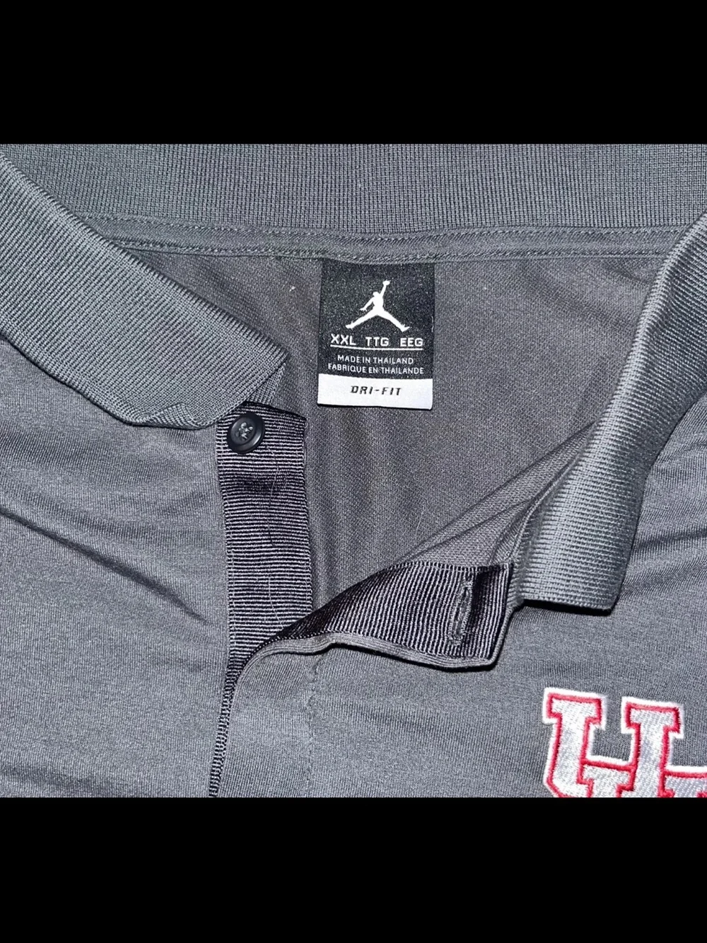 Jordan University Of Houston Polo Shirt Men Size 2XL Gray Logo Short Sleeve